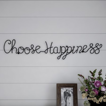 HASTINGS HOME Metal Cutout, Choose Happiness Cursive Sign, 3D Word Art Décor, Modern Rustic Farmhouse 242615TEU